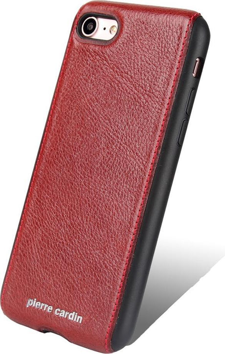 Калъф от Естествена Кожа за iPhone SE 2022/2020 8/7, Pierre Cardin Pcs-S02 Case, Червен (4)