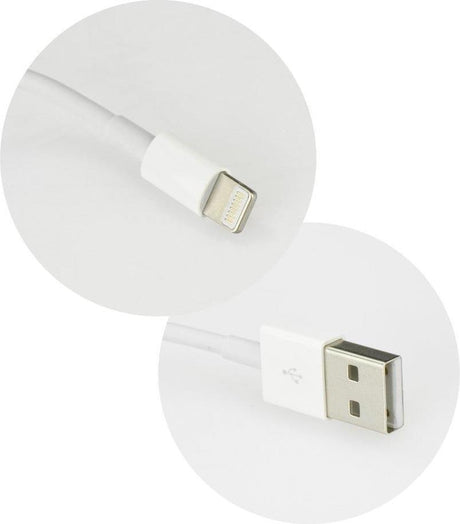 USB Кабел за iPhone (Lightning) 2m HQ, Бял (Bulk) (2)