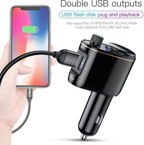 Безжичен Трансмитер за Кола, Baseus FM Transmiter/ Bluetooth/ Charge 3.4a, Black (2)