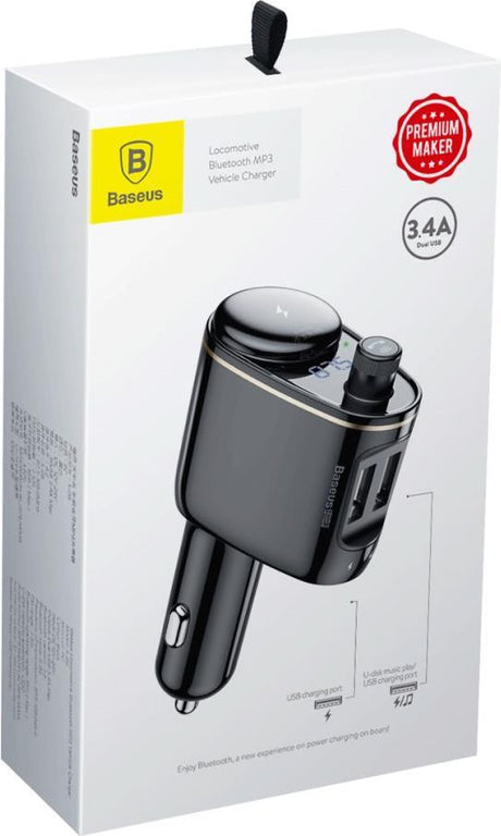 Безжичен Трансмитер за Кола, Baseus FM Transmiter/ Bluetooth/ Charge 3.4a, Black (5)