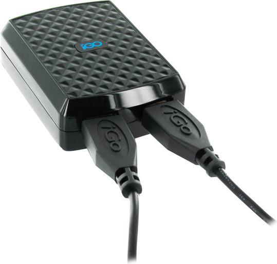 Сертифицирано Зарядно за iPhone и iPad с 2 изхода, iGo 220v Dual 4.2a MFI, Черен (2)