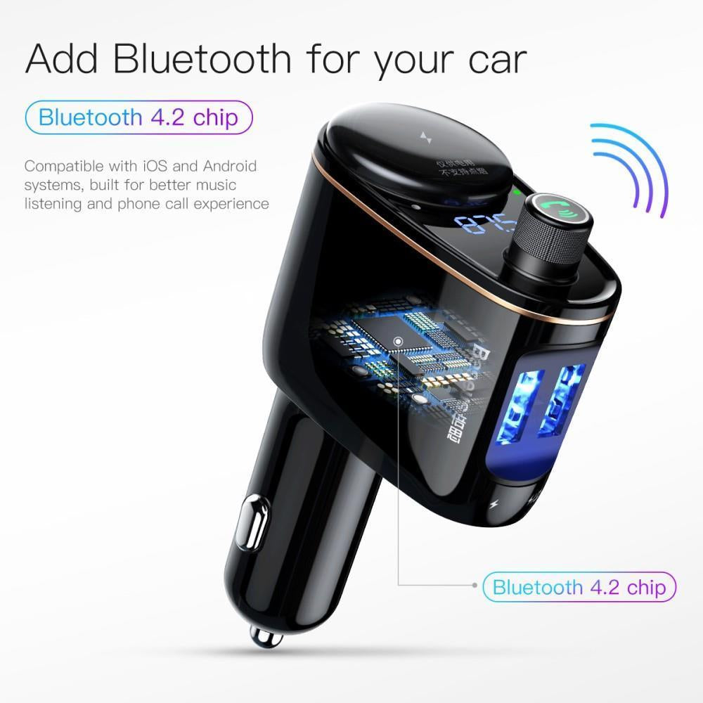 Безжичен Трансмитер за Кола, Baseus FM Transmiter/ Bluetooth/ Charge 3.4a, Black