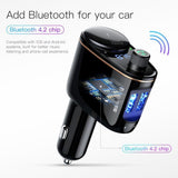 Безжичен Трансмитер за Кола, Baseus FM Transmiter/ Bluetooth/ Charge 3.4a, Black