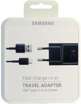 Оригинално Бързо Зарядно за Samsung S10, S9, S8 220v Fast Charger & USB-C Ep-Ta20ebe, Черен