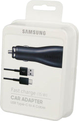 Оригинално Бързо Зарядно за Кола за Samsung S10, S9, S8 12v Fast Charger & USB-C EP-LN915CBE, Черен
