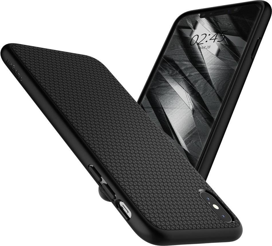 Противоударен Силиконов Калъф за iPhone XS/X, Spigen Liquid Air Case, Черен (8)