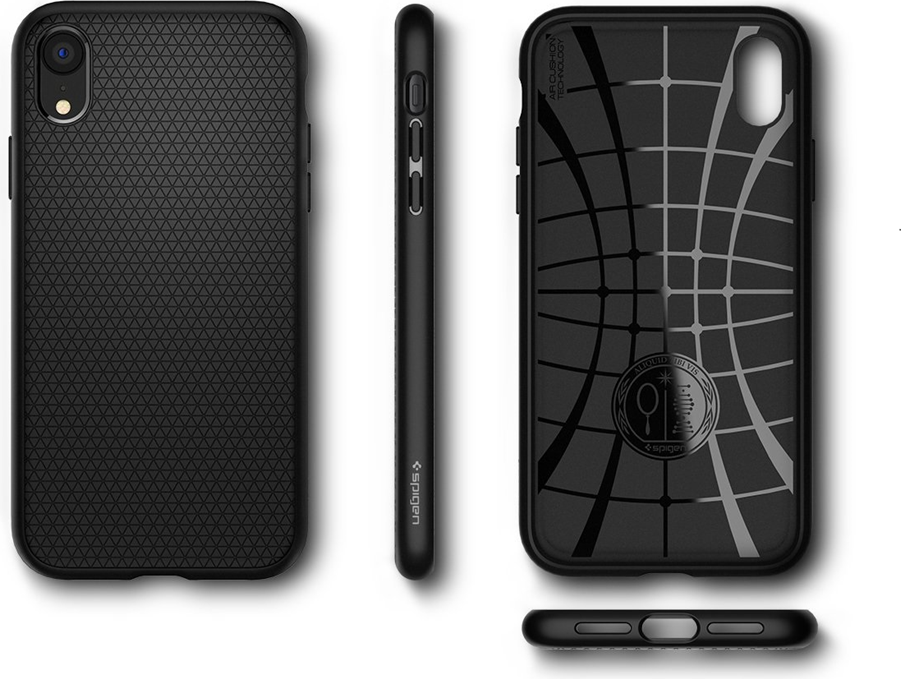 Противоударен Силиконов Калъф за iPhone XR, Spigen Liquid Air Case, Черен (3)