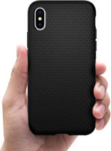 Противоударен Силиконов Калъф за iPhone XS/X, Spigen Liquid Air Case, Черен (4)