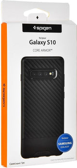 Противоударен Силиконов Калъф за Samsung S10, Spigen Core Armor Case, Черен (3)
