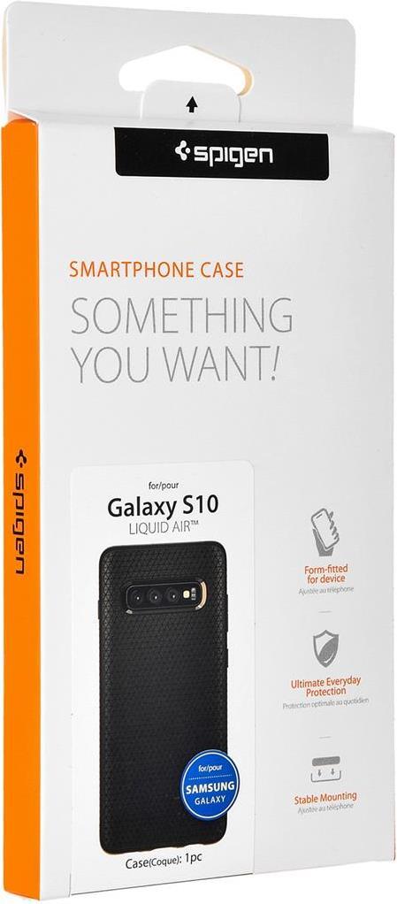 Противоударен Силиконов Калъф за Samsung S10, Spigen Liquid Air Case, Черен (9)