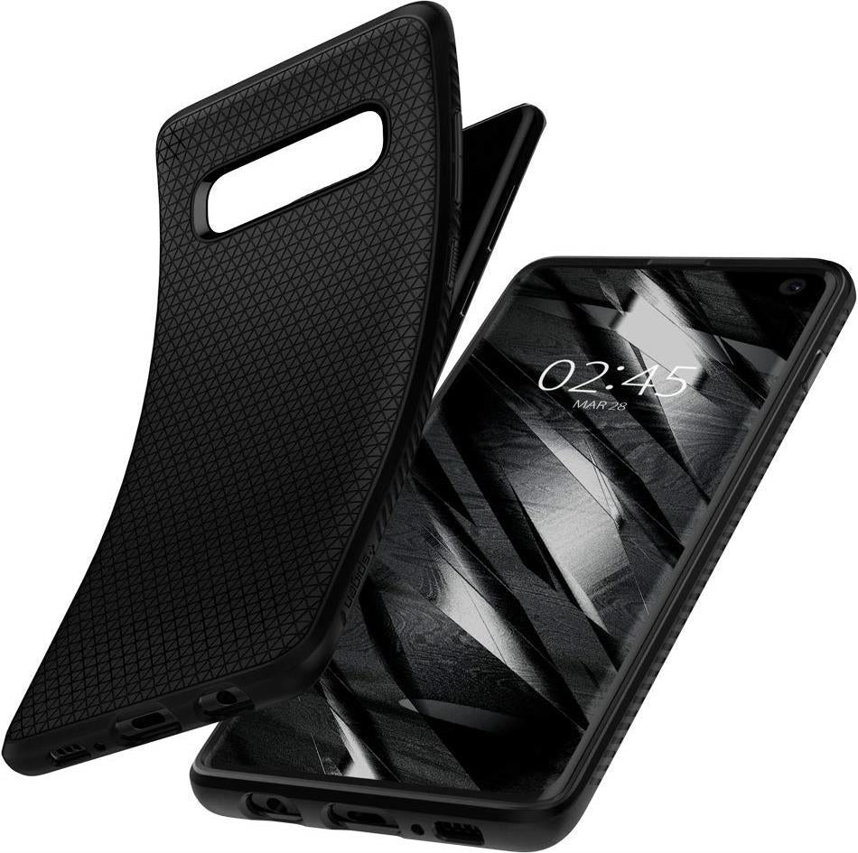 Противоударен Силиконов Калъф за Samsung S10, Spigen Liquid Air Case, Черен (3)
