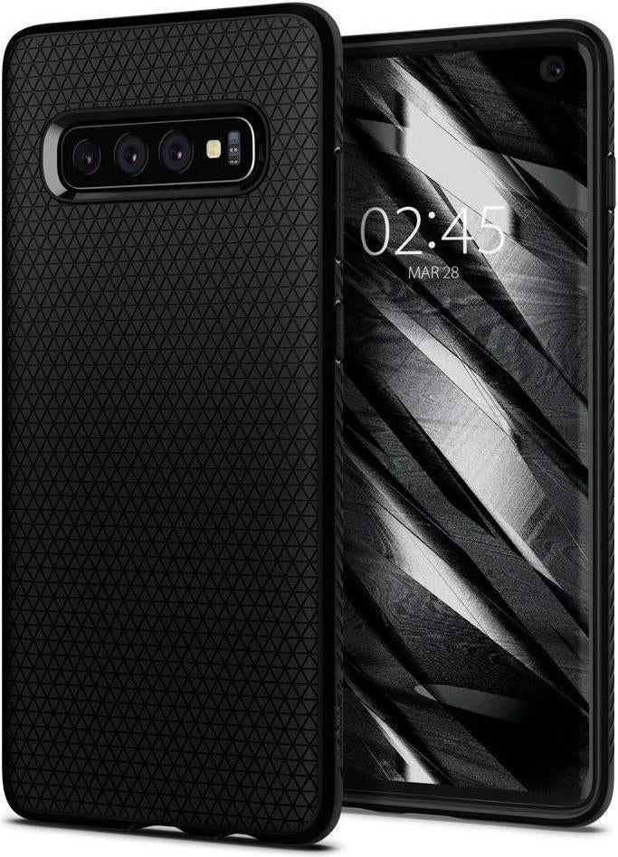 Противоударен Силиконов Калъф за Samsung S10, Spigen Liquid Air Case, Черен