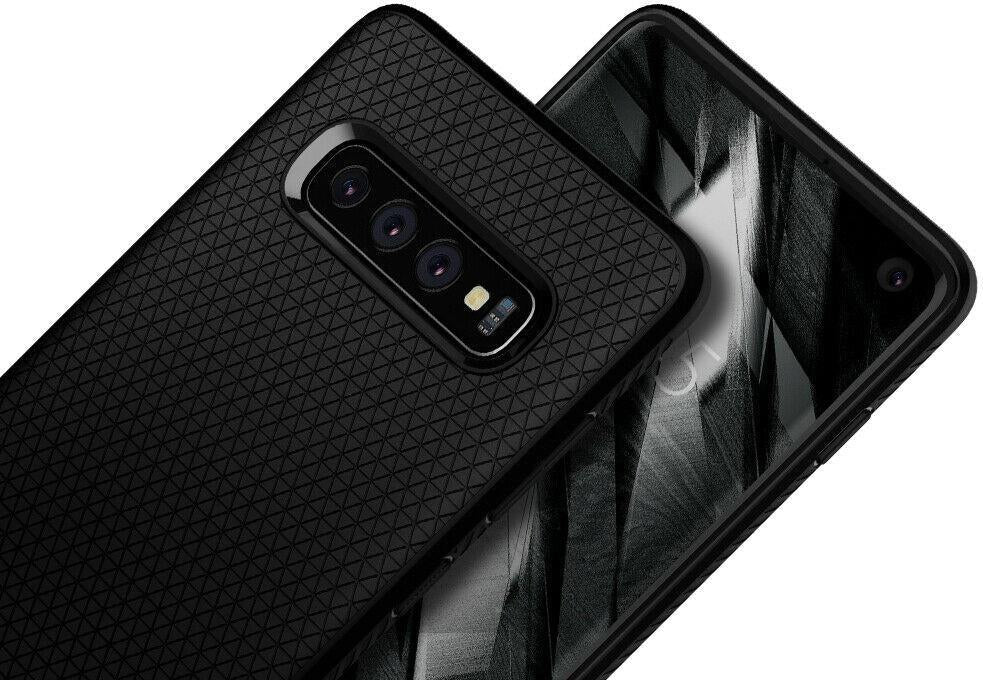 Противоударен Силиконов Калъф за Samsung S10, Spigen Liquid Air Case, Черен (8)