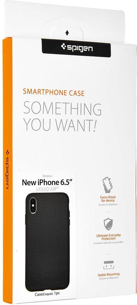 Противоударен Силиконов Калъф за iPhone XS Max, Spigen Liquid Air Case, Черен (8)