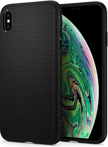 Противоударен Силиконов Калъф за iPhone XS Max, Spigen Liquid Air Case, Черен