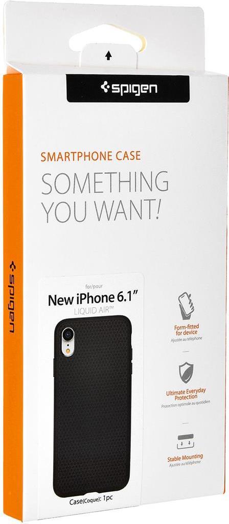 Противоударен Силиконов Калъф за iPhone XR, Spigen Liquid Air Case, Черен (6)