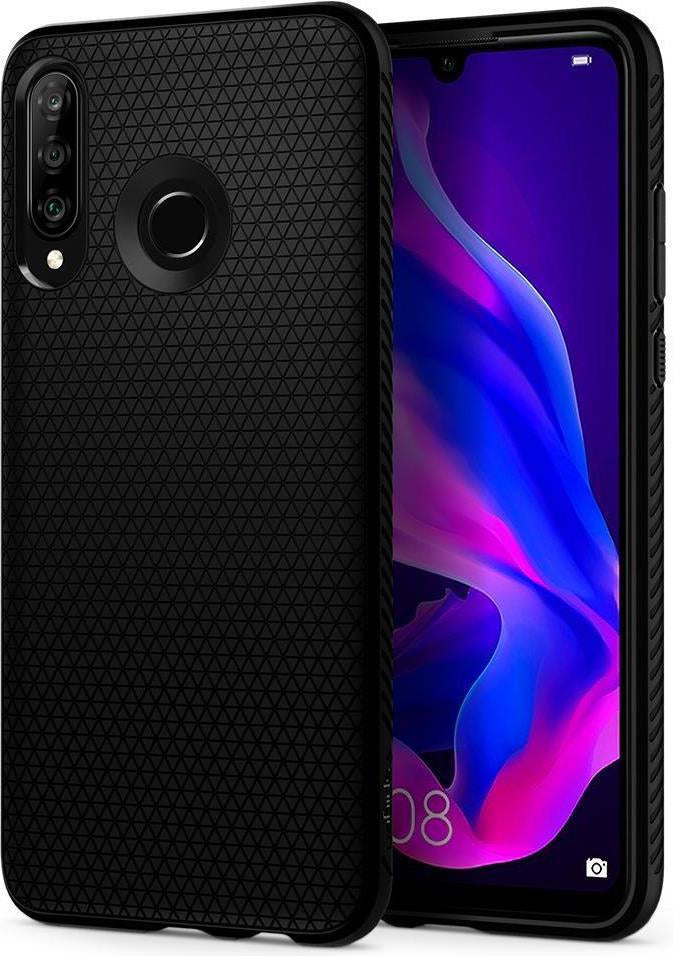 Противоударен Силиконов Калъф за Huawei P30 Lite, Spigen Liquid Air Case, Черен