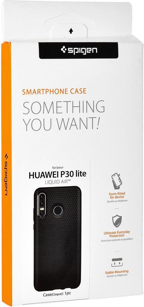 Противоударен Силиконов Калъф за Huawei P30 Lite, Spigen Liquid Air Case, Черен (9)