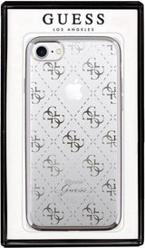 Луксозен Силиконов Калъф за iPhone SE 2022/2020 8/7, Guess Silicone Case, Сребрист (3)