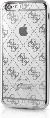 Луксозен Силиконов Калъф за iPhone SE 2022/2020 8/7, Guess Silicone Case, Сребрист (2)