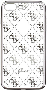 Луксозен Силиконов Калъф за iPhone SE 2022/2020 8/7, Guess Silicone Case, Сребрист