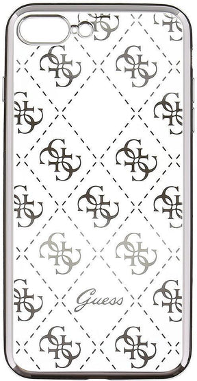 Луксозен Силиконов Калъф за iPhone SE 2022/2020 8/7, Guess Silicone Case, Сребрист