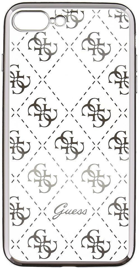 Луксозен Силиконов Калъф за iPhone SE 2022/2020 8/7, Guess Silicone Case, Сребрист