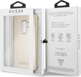 Луксозен Кожен Калъф за Samsung S9 Plus, Guess Leather Case, Златист (3)