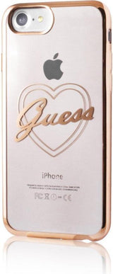 Луксозен Силиконов Калъф за iPhone 8/7 Plus, Guess Silicone Heart Case, Златист (2)