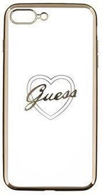 Луксозен Силиконов Калъф за iPhone 8/7 Plus, Guess Silicone Heart Case, Златист