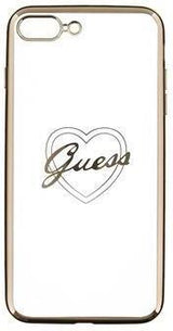 Луксозен Силиконов Калъф за iPhone 8/7 Plus, Guess Silicone Heart Case, Златист