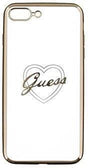 Луксозен Силиконов Калъф за iPhone 8/7 Plus, Guess Silicone Heart Case, Златист