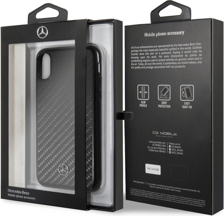 Луксозен Карбонов Калъф за iPhone XS/X, Mercedes-Benz Carbon Case, Черен (4)