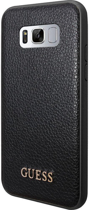 Луксозен Кожен Калъф за Samsung S8, Guess Leather Case, Черен