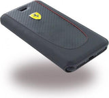 Луксозен Кожен Калъф за iPhone SE 2022/2020 8/7, Ferrari Leather/Carbon Book Case, Черен (2)