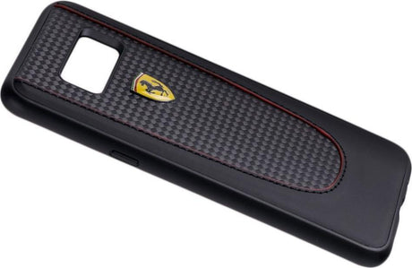 Луксозен Кожен Калъф за Samsung S8 Plus, Ferrari Leather/Carbon Case, Черен (2)