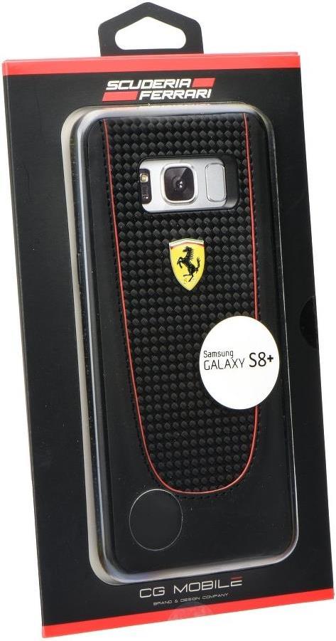 Луксозен Кожен Калъф за Samsung S8 Plus, Ferrari Leather/Carbon Case, Черен (3)