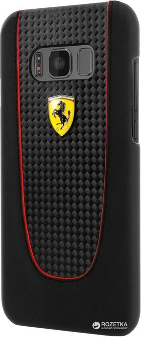 Луксозен Кожен Калъф за Samsung S8 Plus, Ferrari Leather/Carbon Case, Черен