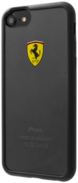Луксозен Хибриден Калъф за iPhone SE 2022/2020 8/7, Ferrari Hybrid 2 Soft Case, Черен