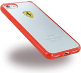 Луксозен Хибриден Калъф за iPhone SE 2022/2020 8/7, Ferrari Hybrid Soft Case, Прозрачен/Червен (2)
