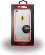Луксозен Хибриден Калъф за iPhone SE 2022/2020 8/7, Ferrari Hybrid Soft Case, Прозрачен/Червен (3)
