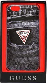 Луксозен Кожен Калъф за iPhone 6/6s Plus, Guess Denim Jeans Book Case, Син (2)