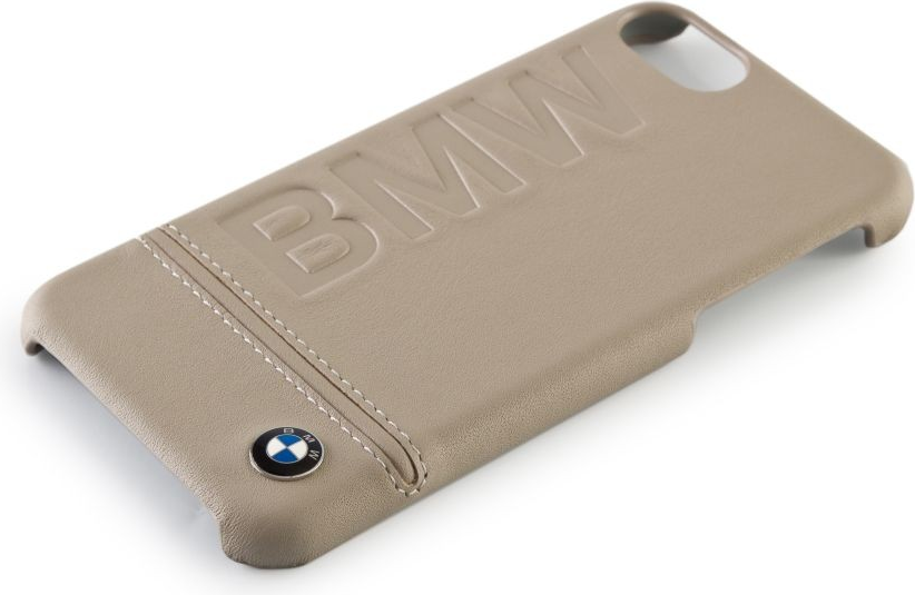 Луксозен Кожен Калъф за iPhone SE 2022/2020 8/7/6, BMW Leather Case, Кафяв (2)