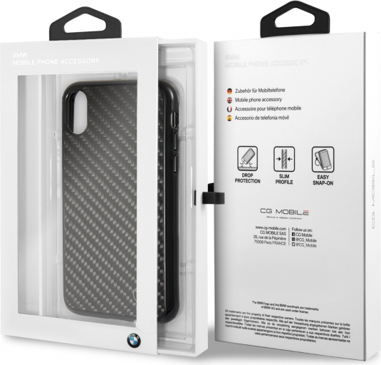 Луксозен Карбонов Калъф за iPhone XS/X, BMW Carbon Case, Черен (4)