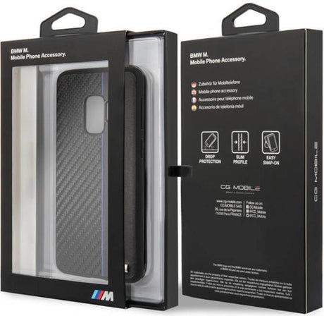Луксозен Кожен Калъф за Samsung S9, BMW Carbon/Leather M Case, Черен (3)