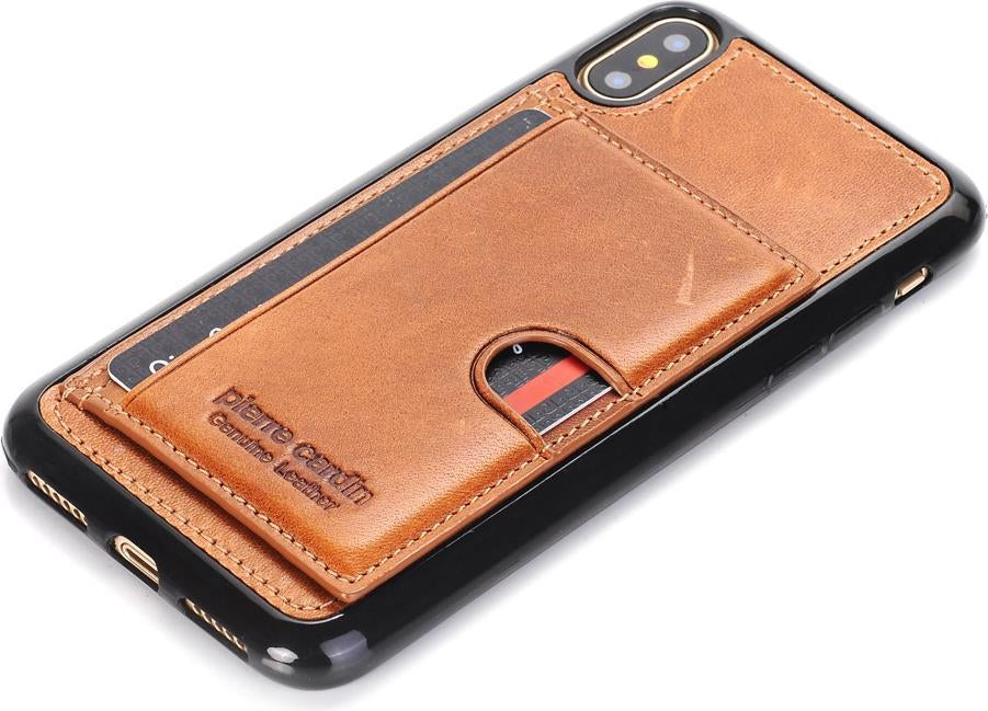 Калъф от Естествена Кожа за iPhone XS/X, Pierre Cardin Pcl-P11 Case, Кафяв (3)