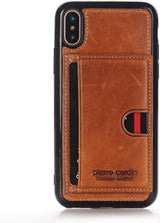 Калъф от Естествена Кожа за iPhone XS/X, Pierre Cardin Pcl-P11 Case, Кафяв