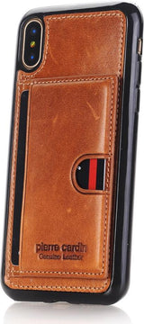 Калъф от Естествена Кожа за iPhone XS/X, Pierre Cardin Pcl-P11 Case, Кафяв (4)