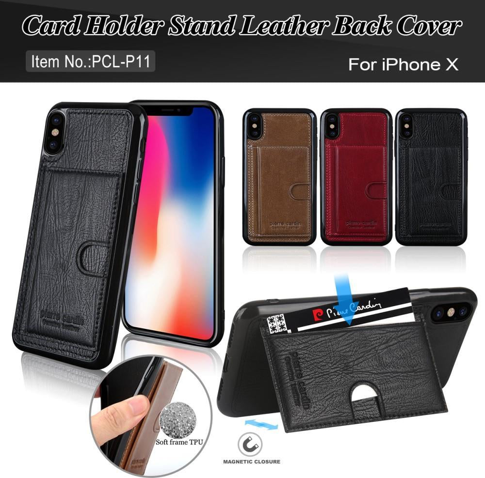 Калъф от Естествена Кожа за iPhone XS/X, Pierre Cardin Pcl-P11 Case, Черен (4)
