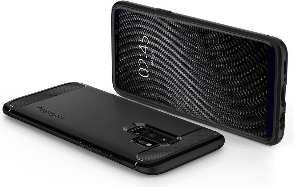 Противоударен Силиконов Калъф за Samsung S9 Plus, Spigen Rugged Armor Case, Черен (2)
